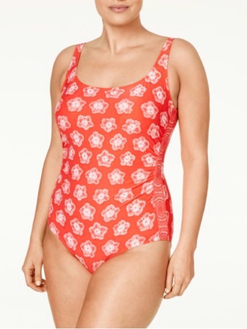 Carve Designs Women's in a Coral Red with a Botanical Print  One-Piece Swimsuit